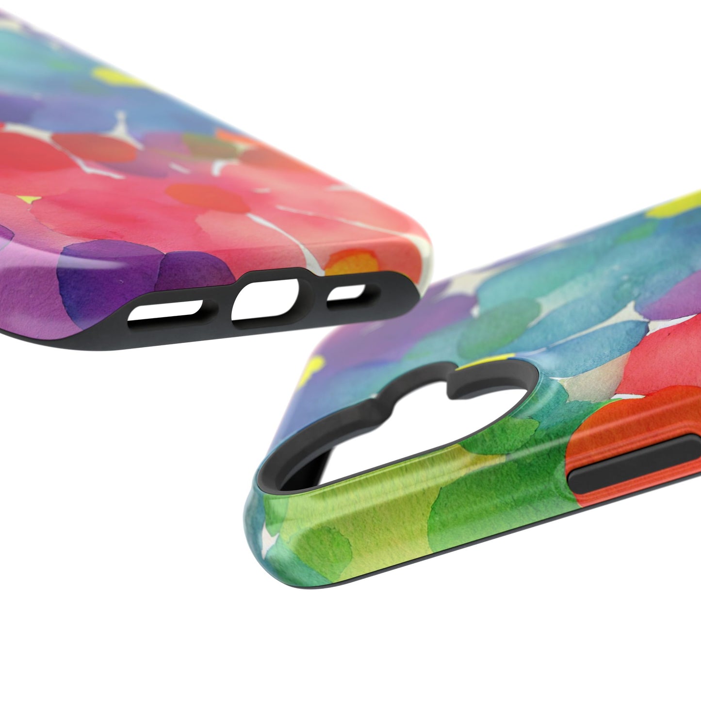 Rainbow Bloom Watercolor MagSafe iPhone Case – Slim Design, Glossy Finish