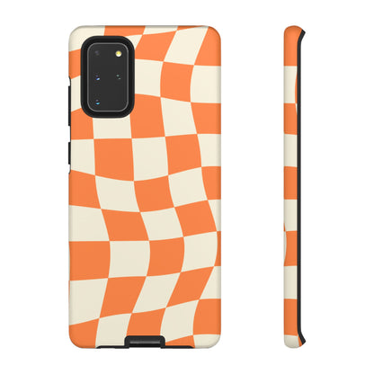 Wavy Retro Checkerboard Samsung Galaxy Case – Shockproof, Matte Finish, Dual-Layer Protection