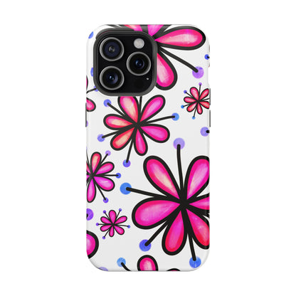 Pink Retro Bloom MagSafe iPhone Case – Ultra-Slim Design, Glossy Finish