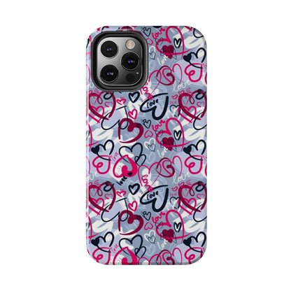 Graffiti Love Hearts iPhone Case