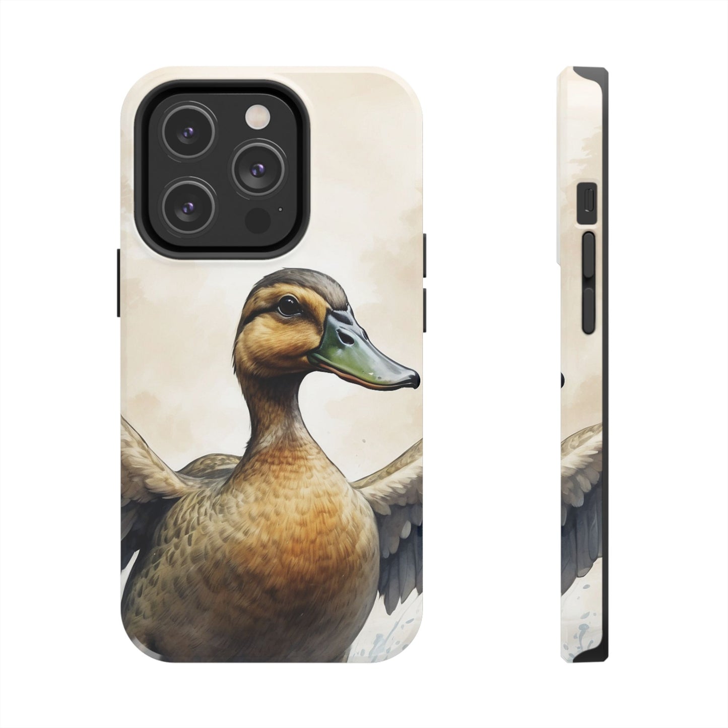 Graceful Duck in Watercolor Scene - iPhone Case