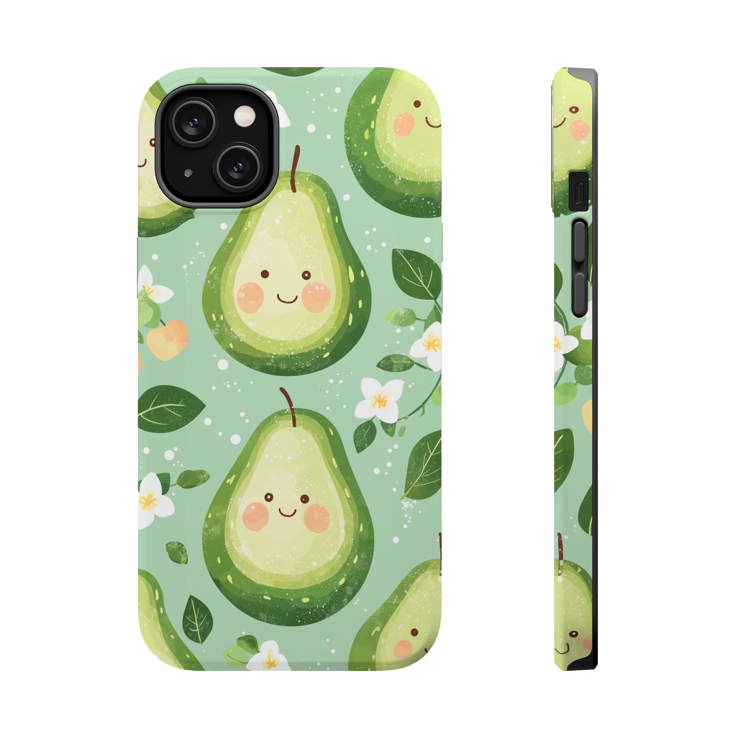 Smiling Avocados Tough MagSafe iPhone Case – Cute Avocado Design, Dual-Layer Protection