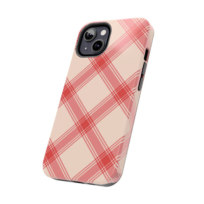 Soft Peachy Red Plaid iPhone Case