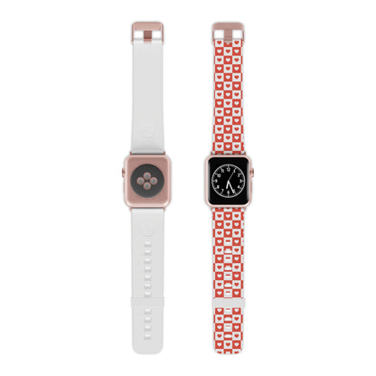 Red & White Heart Checkerboard Apple Watch Band