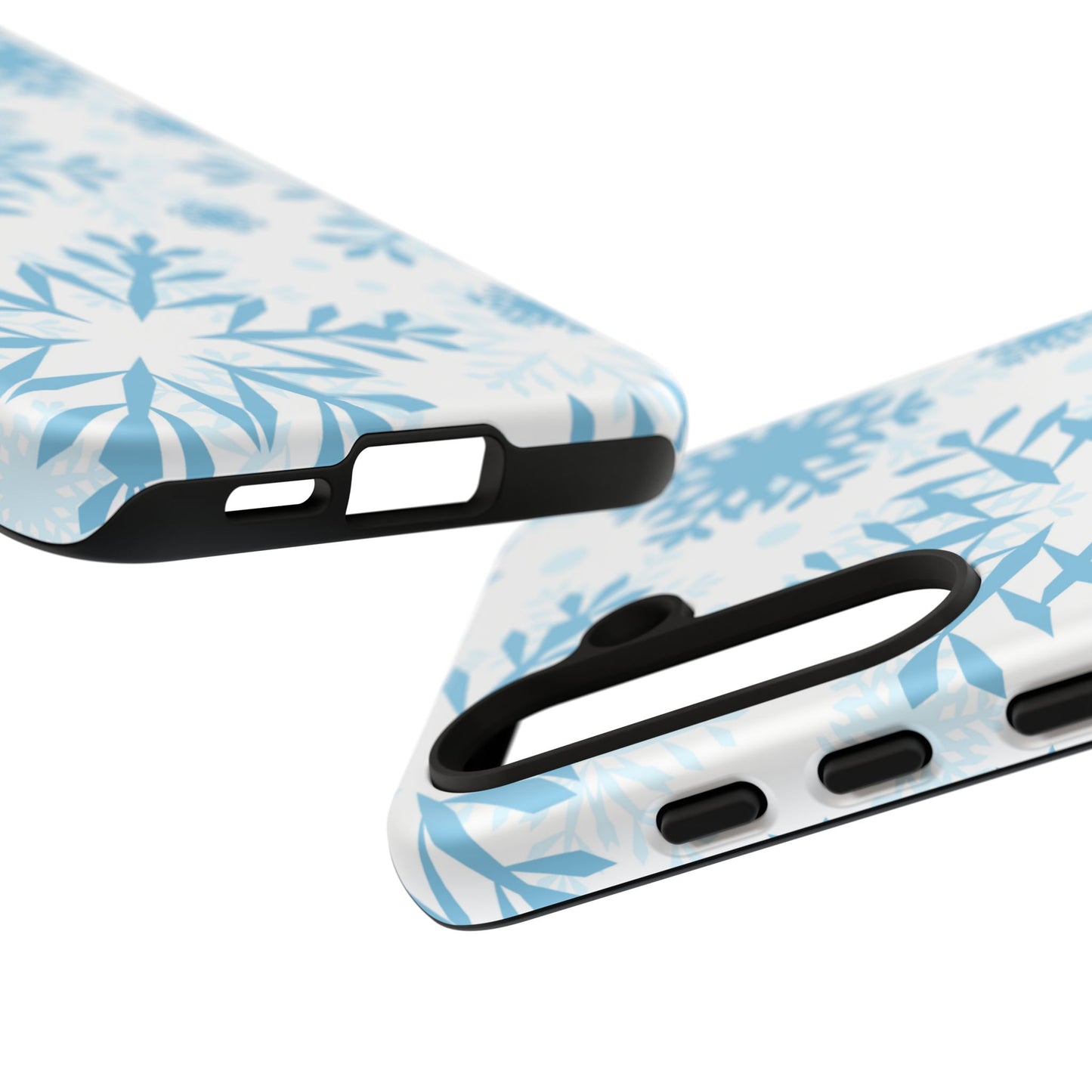 Frosty Blue Snowflakes Samsung Galaxy Case – Shockproof, Smooth Matte Finish, Dual-Layer Design