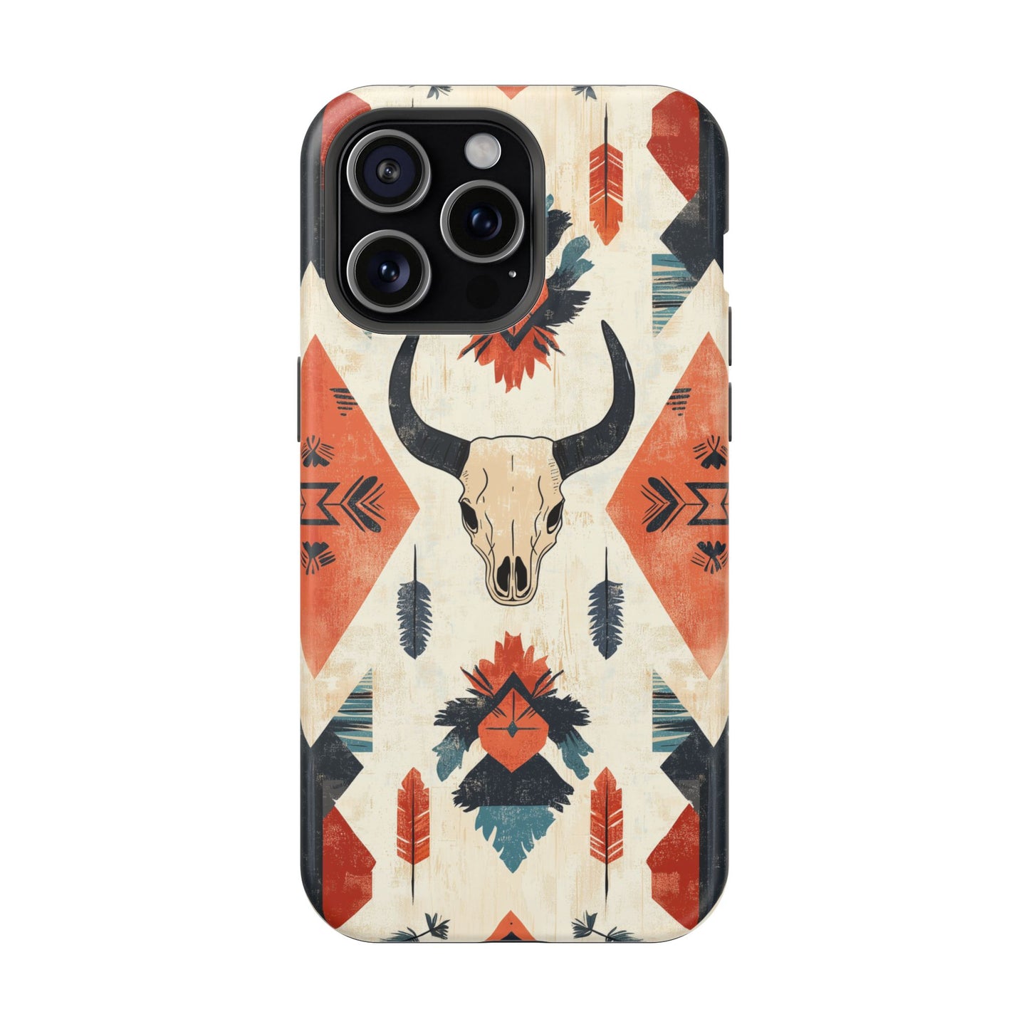 Southwestern Boho Skull Tough MagSafe iPhone Case – Durable Matte Finish, Dual-Layer Protection