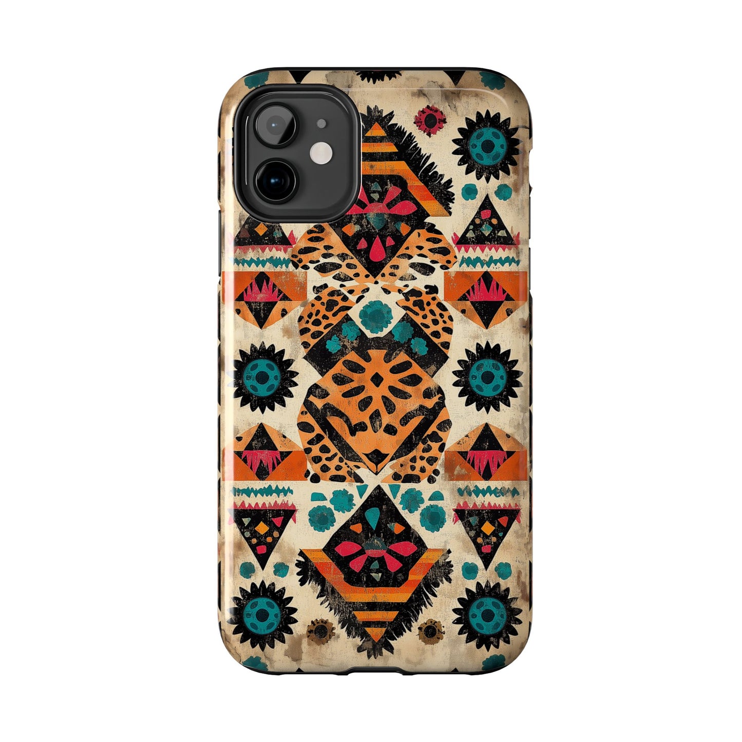 Bohemian Leopard & Tribal Floral Tough iPhone Case – Vibrant Eclectic Design, Dual - Layer Protection - BOGO Cases