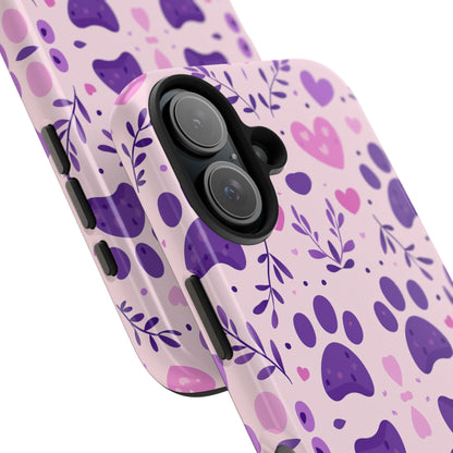 Pastel Paw Print iPhone Case - Cute Pet-Themed Floral Protective Cover