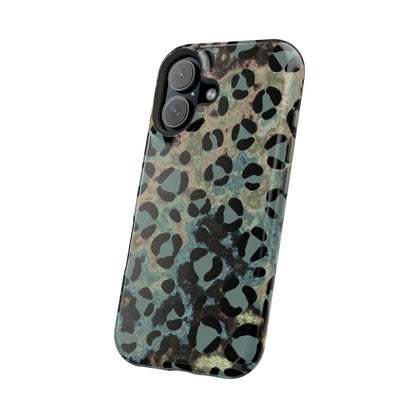 Moody Watercolor Leopard Print Tough MagSafe iPhone Case – Earthy Abstract Pattern with Dual-Layer Protection