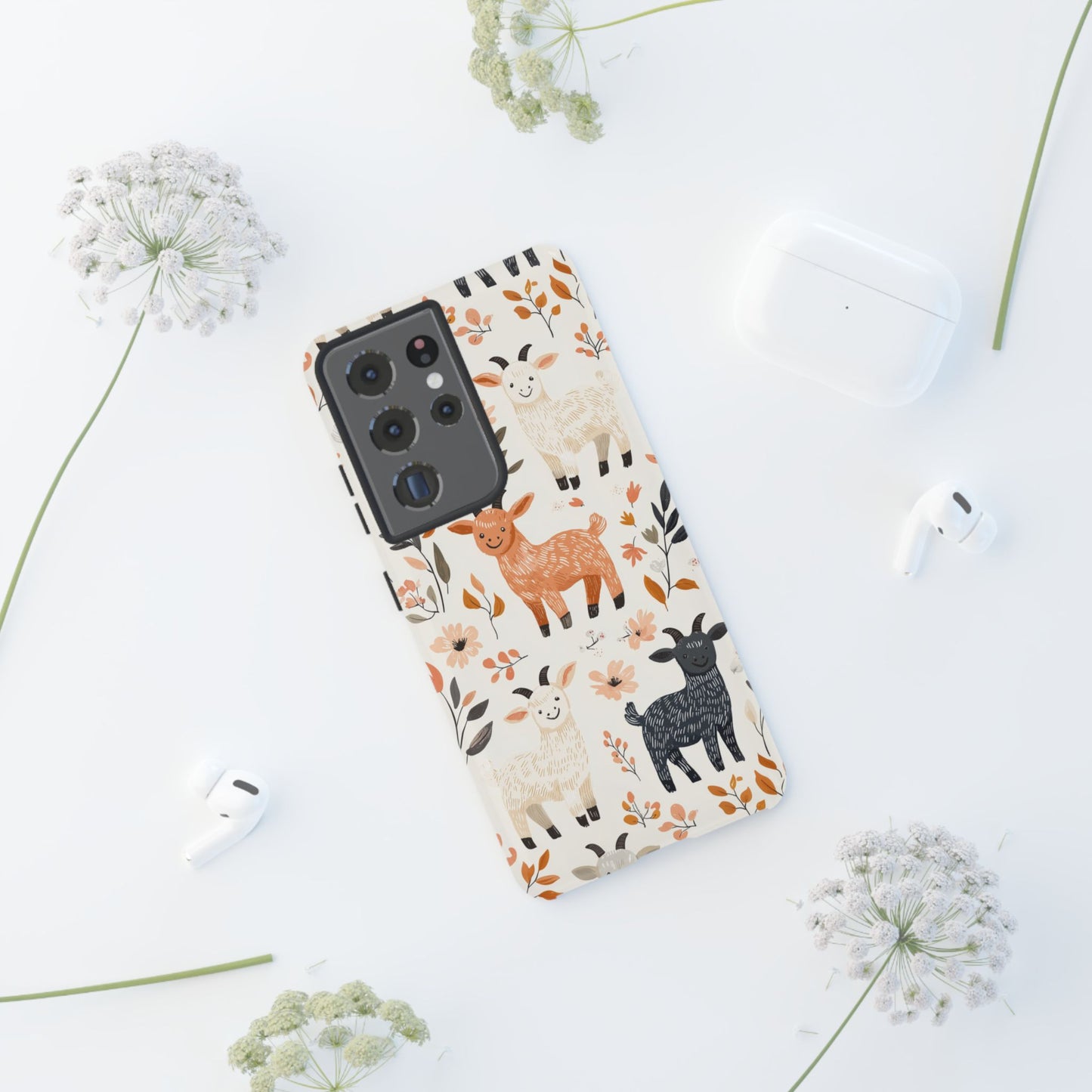 Samsung Galaxy Case: Smiley Goats & Dried Flowers – Vintage Charm