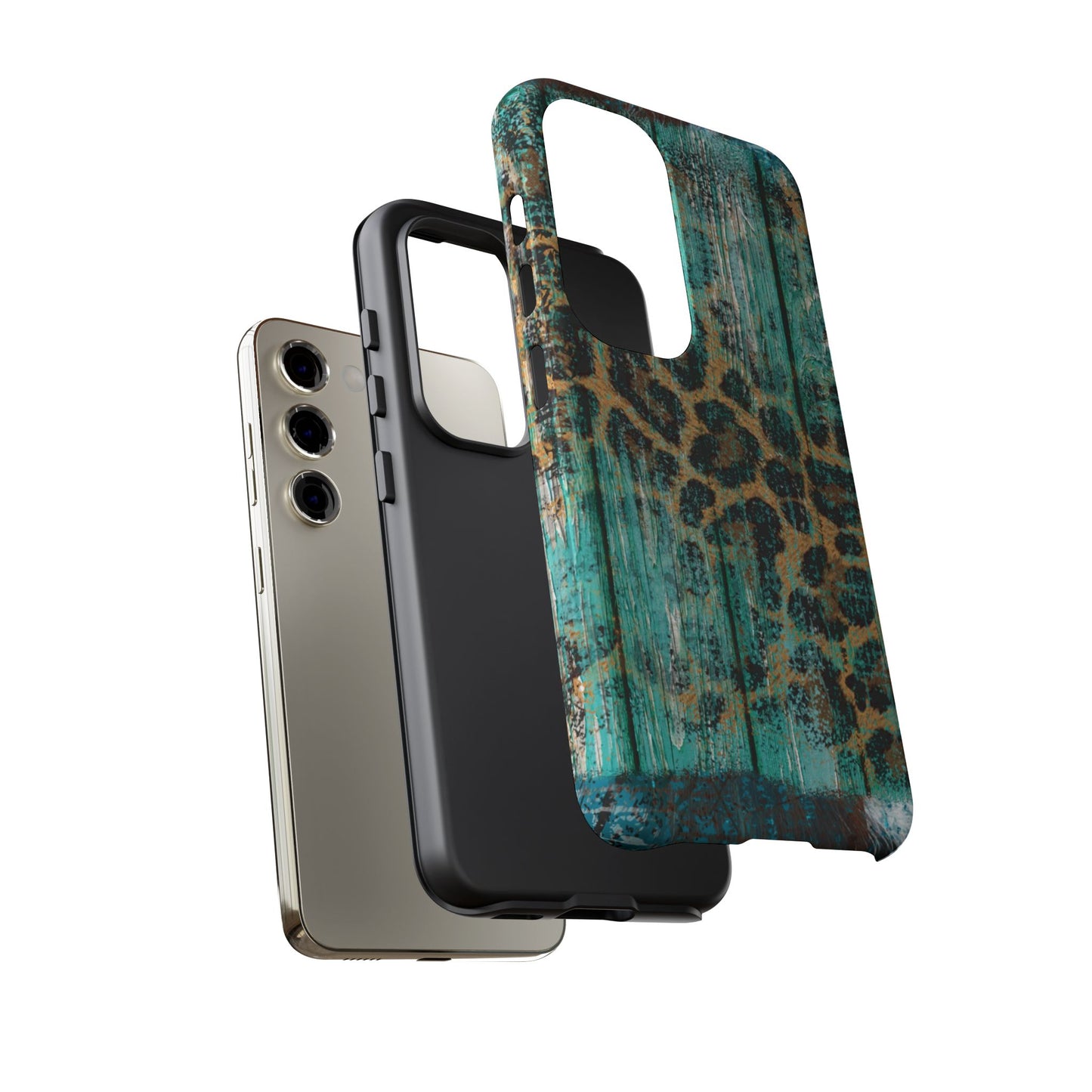 Turquoise Rustic Leopard Wood - Samsung Galaxy Series Case