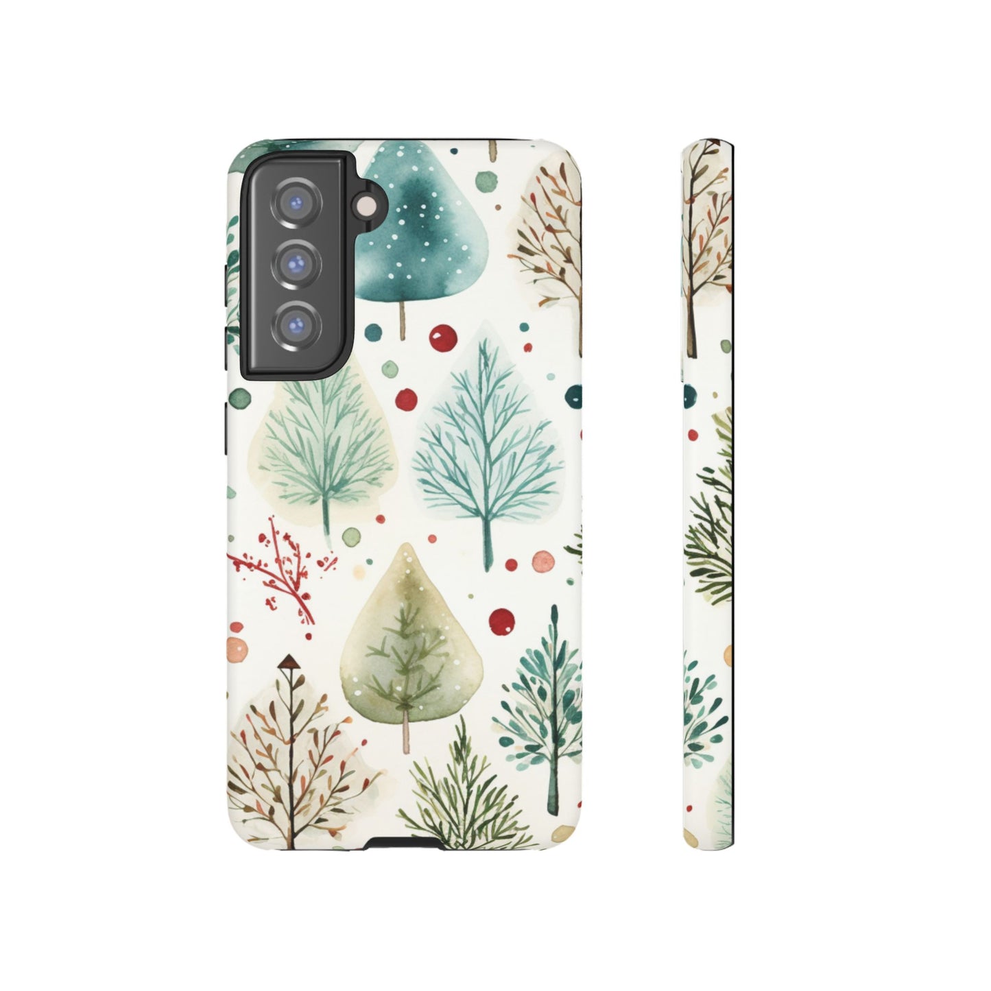 Watercolor Winter Trees Samsung Galaxy Case – Nature-Inspired, Holiday Theme Protective Cover