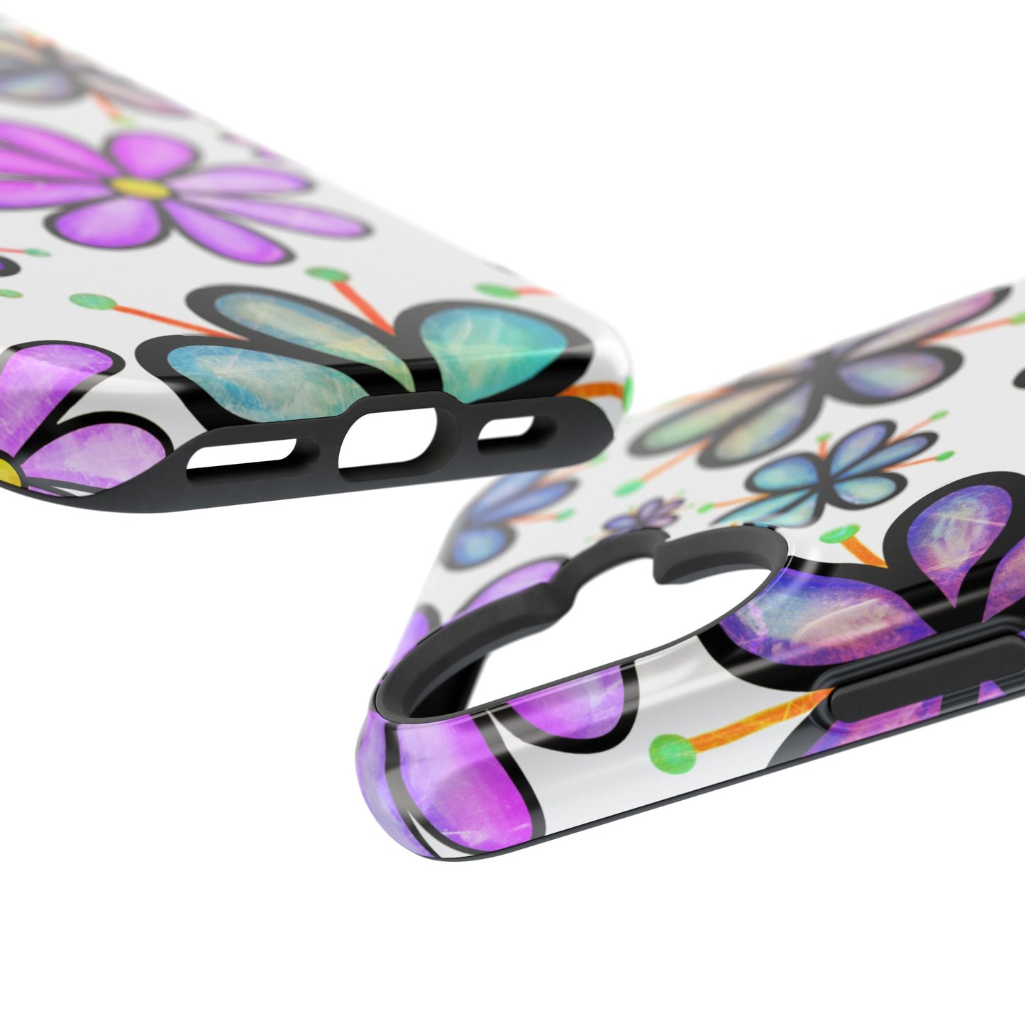 Whimsical Lavender Floral MagSafe iPhone Case – Ultra-Slim, High-Gloss Finish