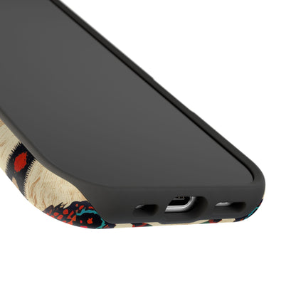 Wild Boho Leopard Print & Floral Tough MagSafe iPhone Case – Eclectic Tribal Design, Dual-Layer Protection