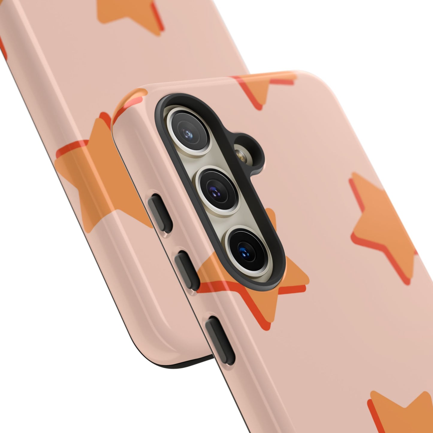 Retro Orange Stars Samsung Galaxy Case – Shock-Resistant, Smooth Matte Finish, Dual-Layer Design