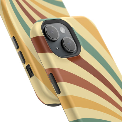 Earthy Retro Swirl MagSafe iPhone Case – Dual-Layer Protection with 70s-Inspired Earth Tones