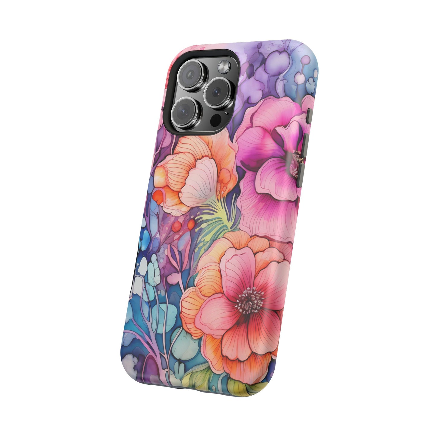 Bright Watercolor Floral Splash MagSafe iPhone Series Case – Bold Artistic Design