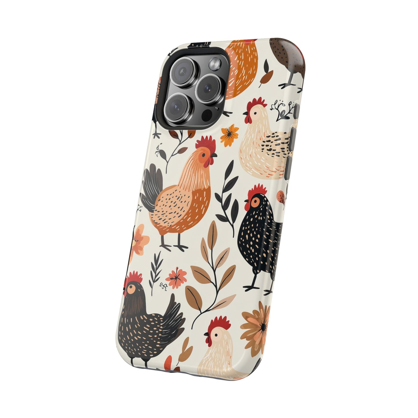 MagSafe iPhone Case: Cluckin' Vintage – Chickens & Leaves