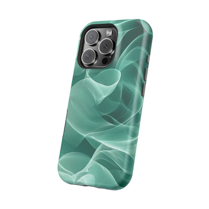 Emerald Flow MagSafe iPhone Case – Translucent Green Fabric-Inspired Design