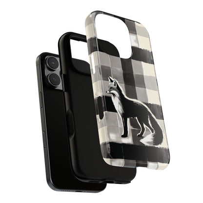 Black White Fox Phone Case - Monochrome Mystique