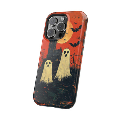 Haunted House & Ghosts MagSafe iPhone Case – Spooky Halloween Full Moon Design