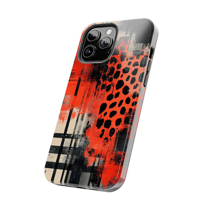 Cheetah Plaid iPhone Case – Red & Black Pattern