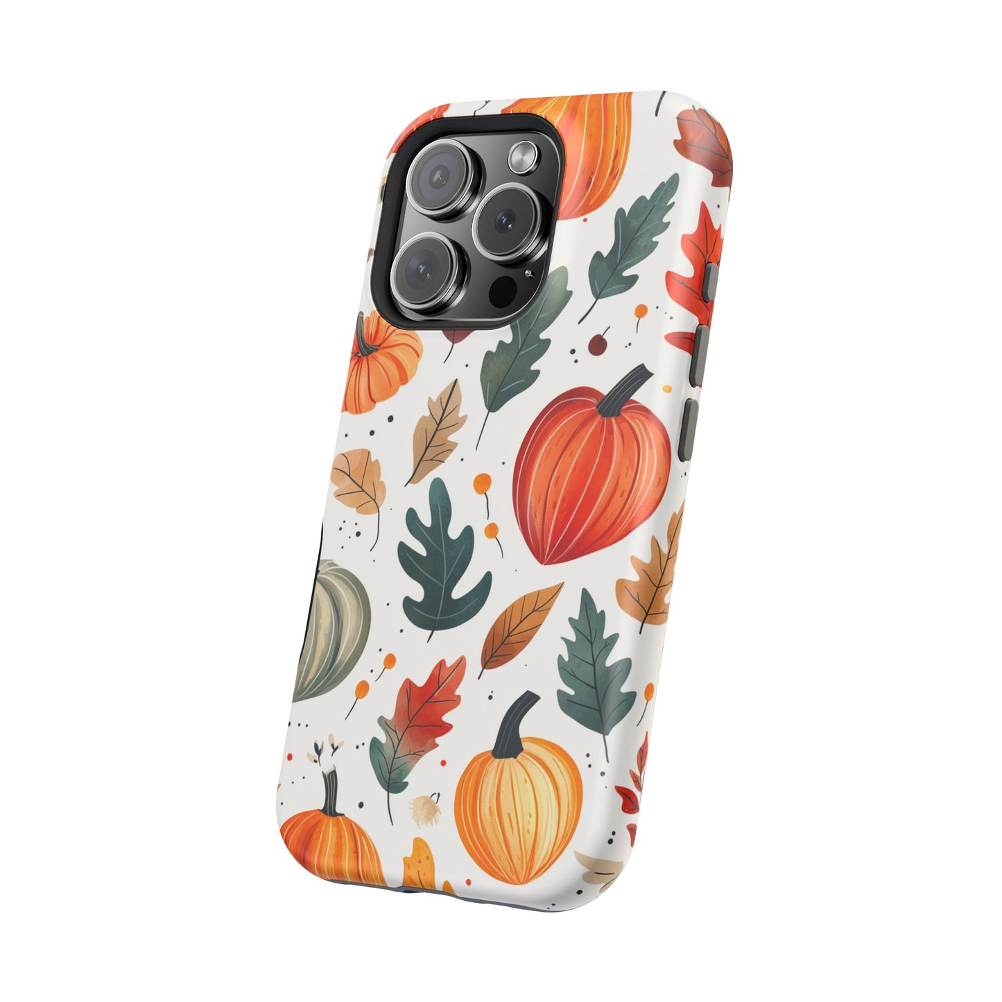 Autumn Harvest MagSafe iPhone Case - Pumpkin and Fall Leaf Design