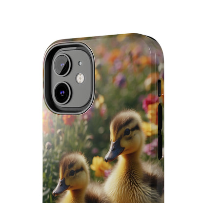 Charming Ducklings in Floral Garden - iPhone Case