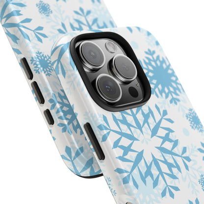 Frosty Blue Snowflakes iPhone Case – Shockproof, Smooth Matte Finish, Dual-Layer Design