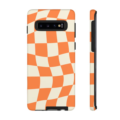 Wavy Retro Checkerboard Samsung Galaxy Case – Shockproof, Matte Finish, Dual-Layer Protection