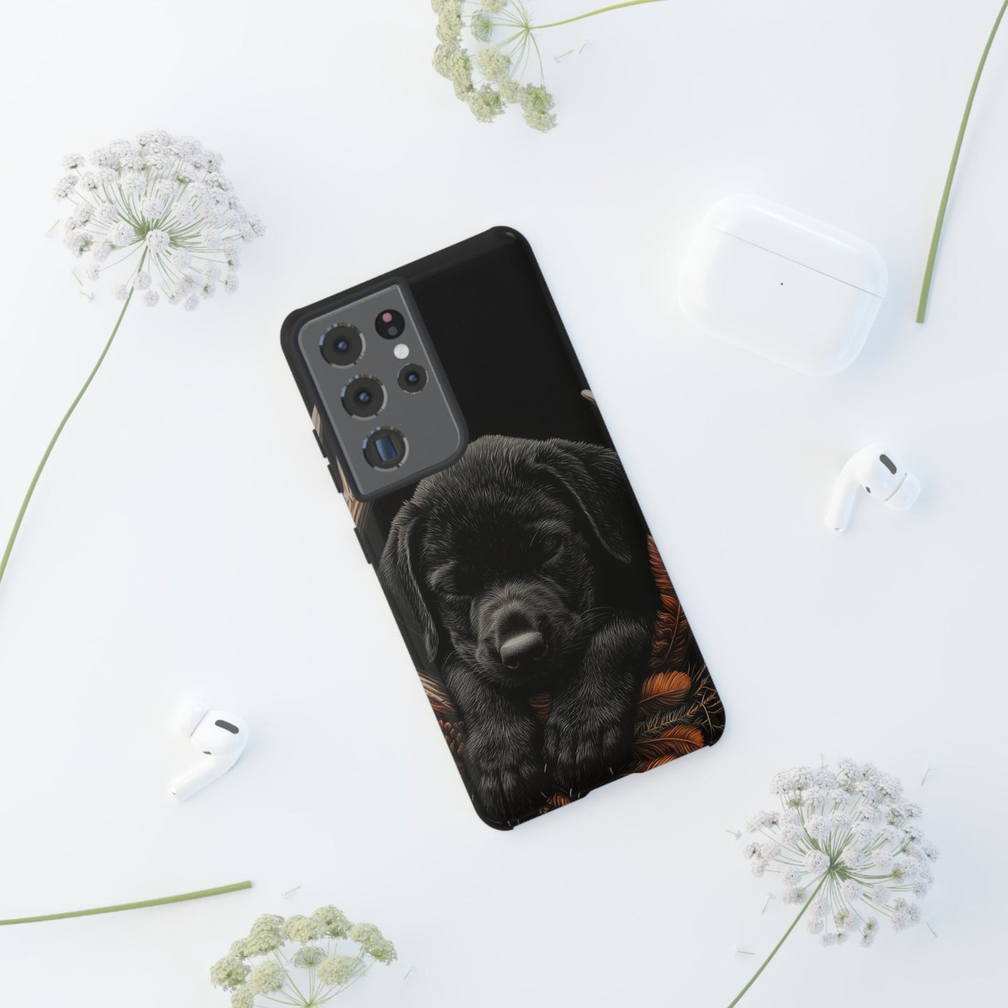 Charming Black Labrador Puppy on Feathers Samsung Galaxy Case