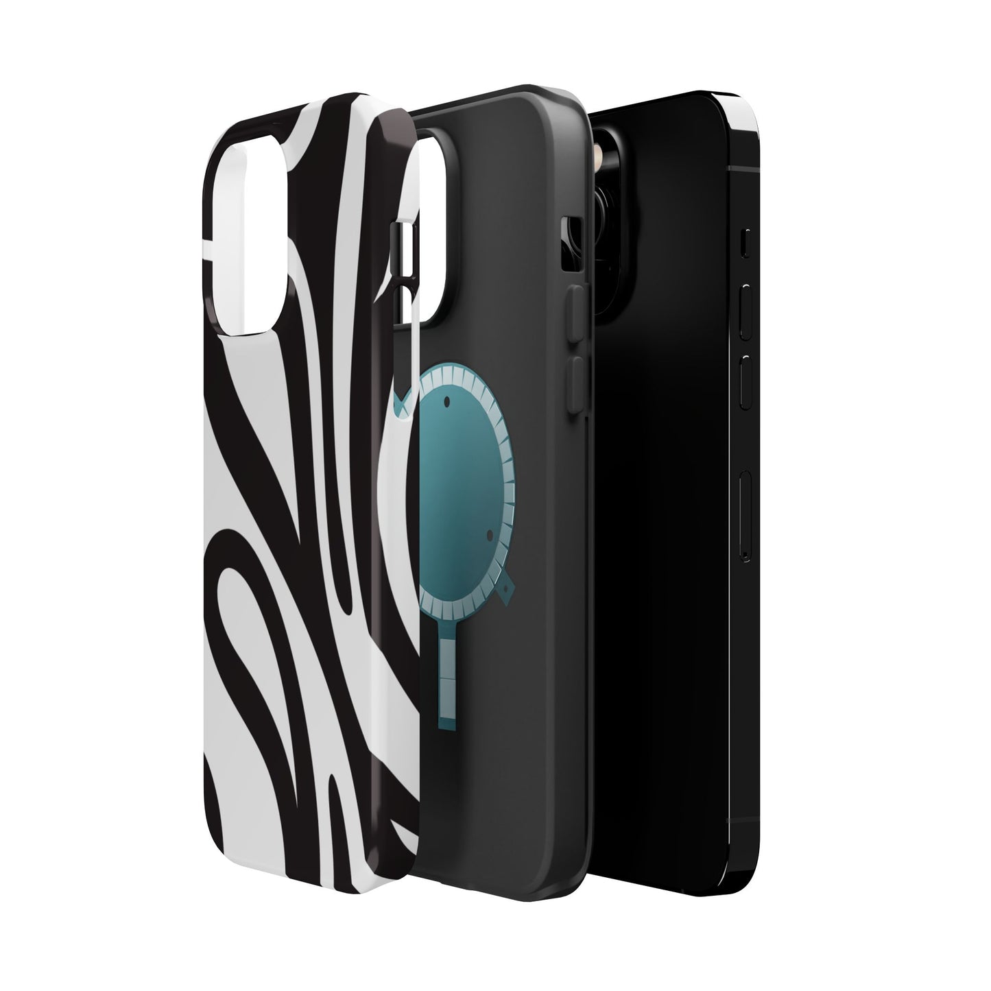 Modern Black and White Abstract Tough MagSafe iPhone Case – Bold Graphic Pattern with Dual-Layer Protection