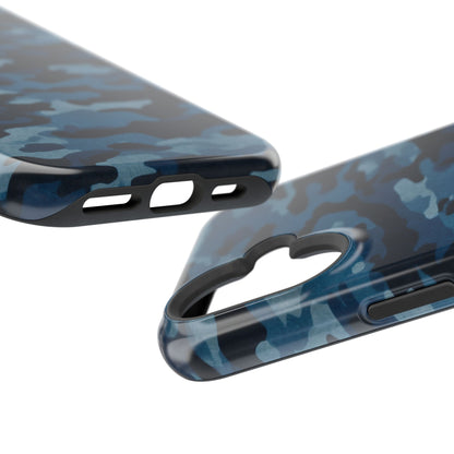 Dark Blue Camouflage – MagSafe iPhone Case with Modern Rugged Style