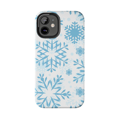 Frosty Blue Snowflakes iPhone Case – Shockproof, Smooth Matte Finish, Dual-Layer Design