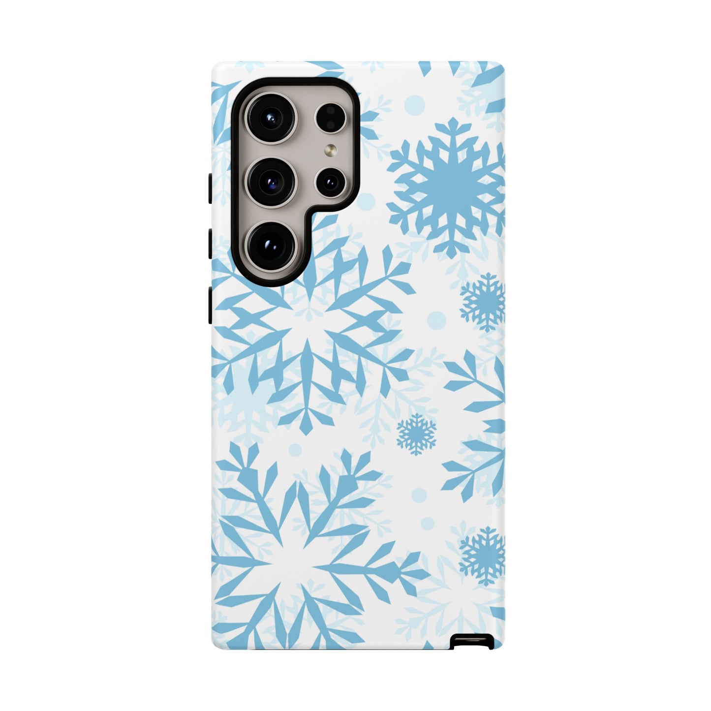 Frosty Blue Snowflakes Samsung Galaxy Case – Shockproof, Smooth Matte Finish, Dual-Layer Design