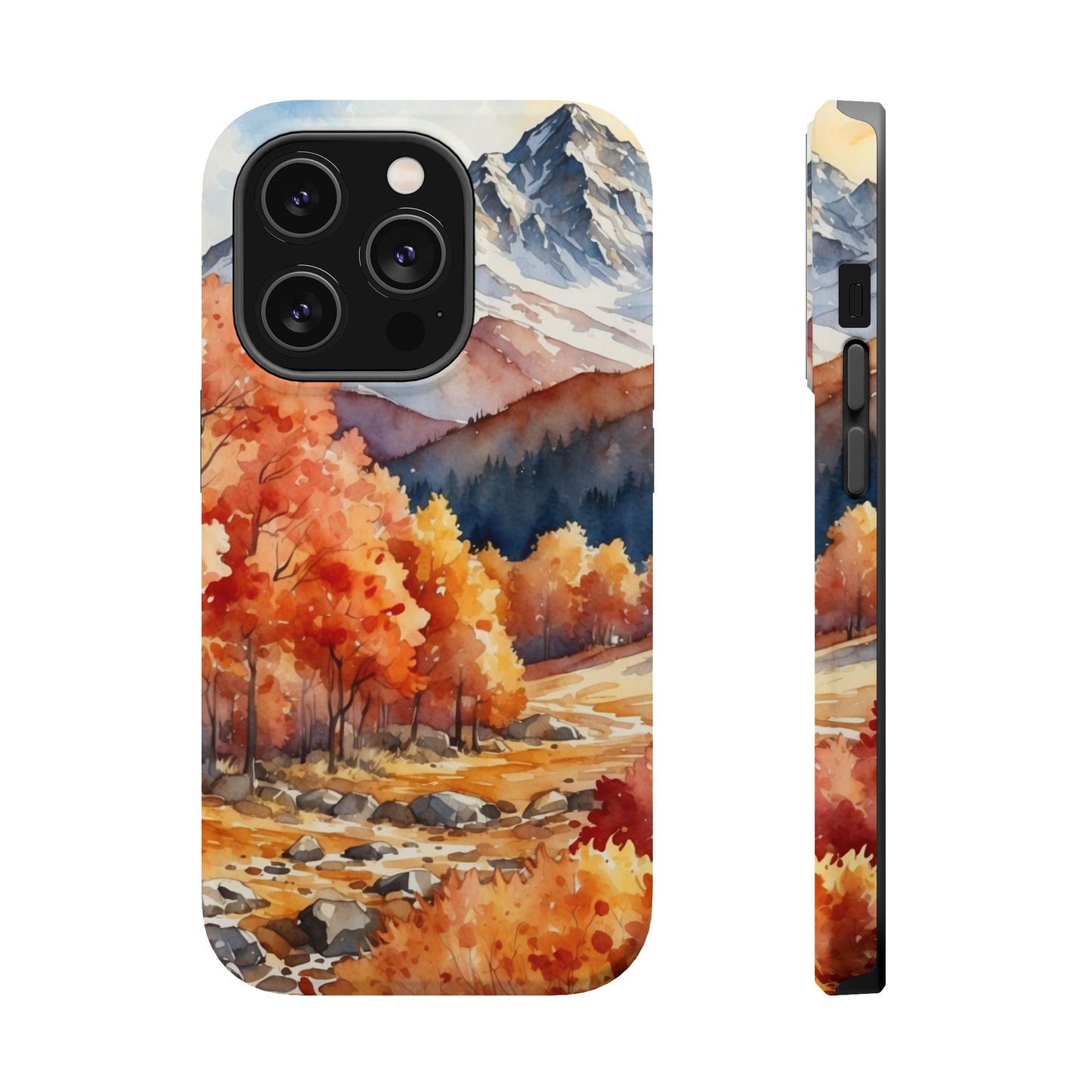 Watercolor Autumn Forest and Mountains - MagSafe iPhone Case