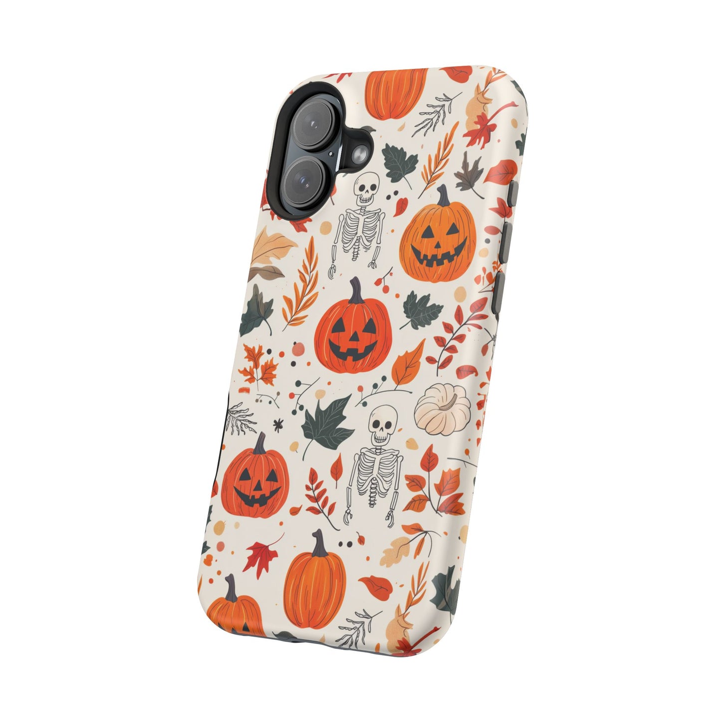 Halloween Pumpkin & Skeleton MagSafe iPhone Case – Spooky Autumn Design