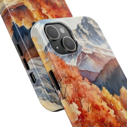 Watercolor Autumn Forest and Mountains - iPhone Case