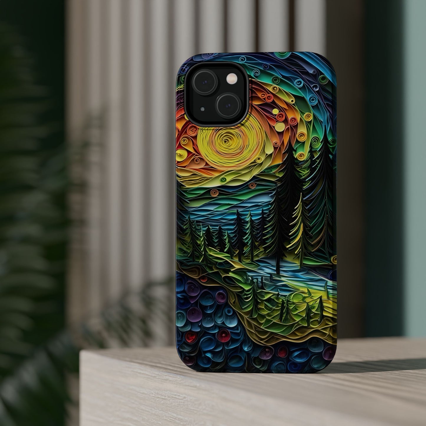 Radiant Forest Sunset MagSafe iPhone Case – Artistic Landscape Design