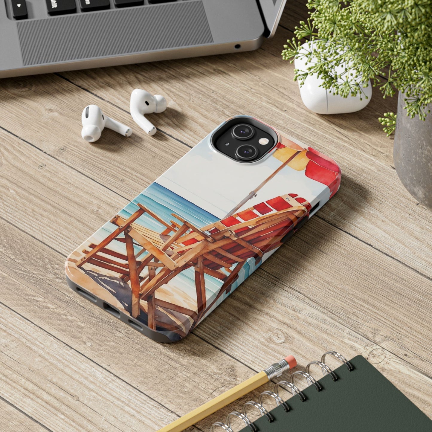 Beach Bliss iPhone Series Case – Relaxing Seaside Chair and Umbrella Design