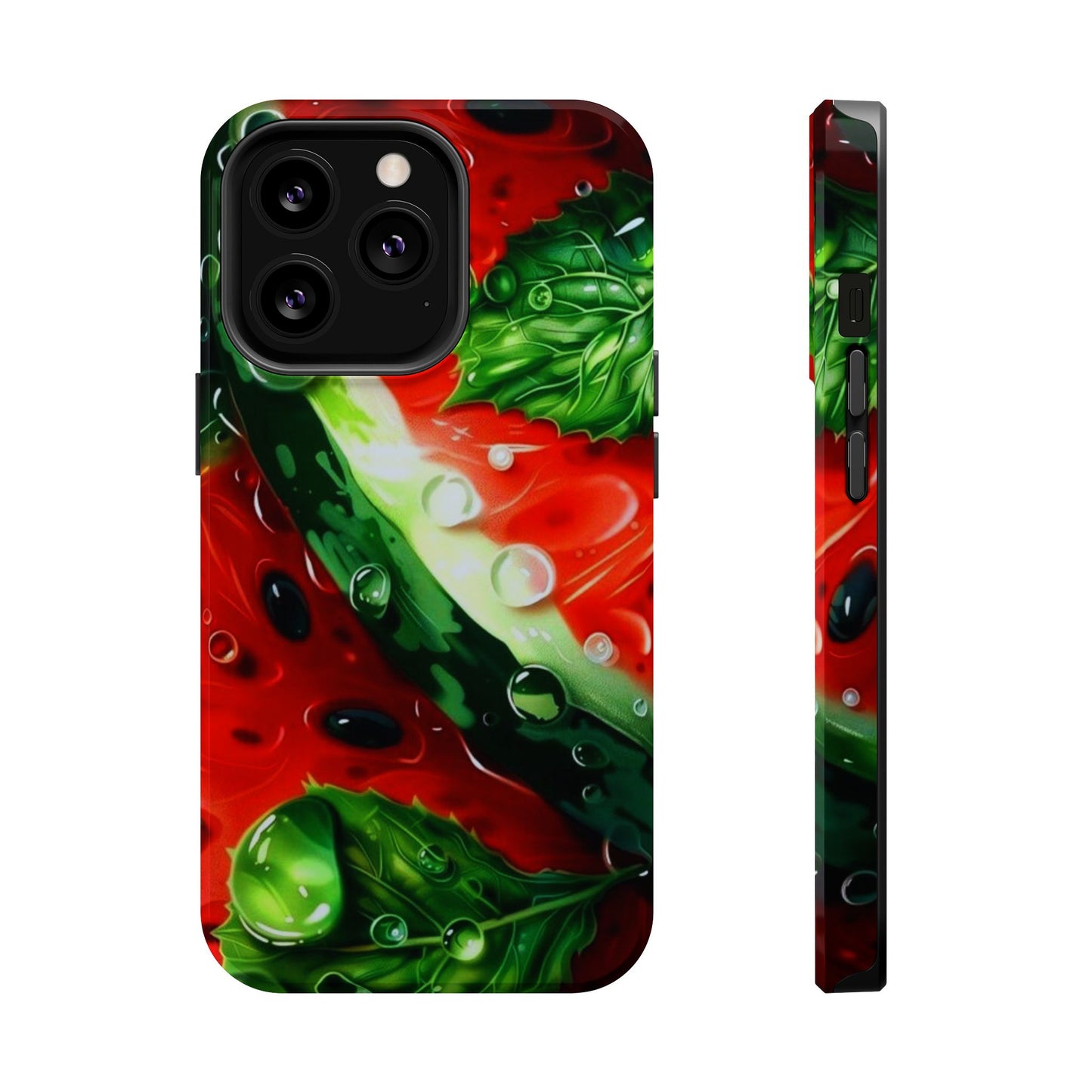 Juicy Watermelon & Mint MasSafe iPhone Case – Tough Dual-Layer, Vibrant Summer Design