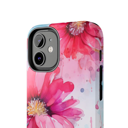 Vibrant Watercolor Red & Pink Floral - iPhone Case