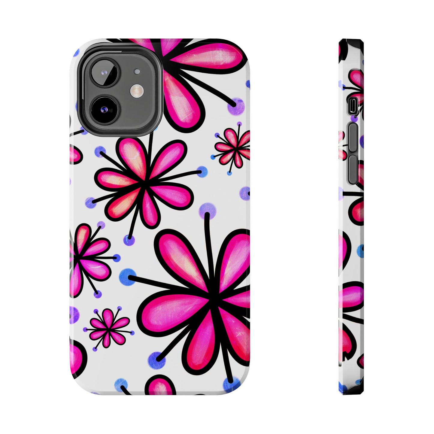 Pink Retro Bloom iPhone Case – Ultra-Slim Design, Glossy Finish