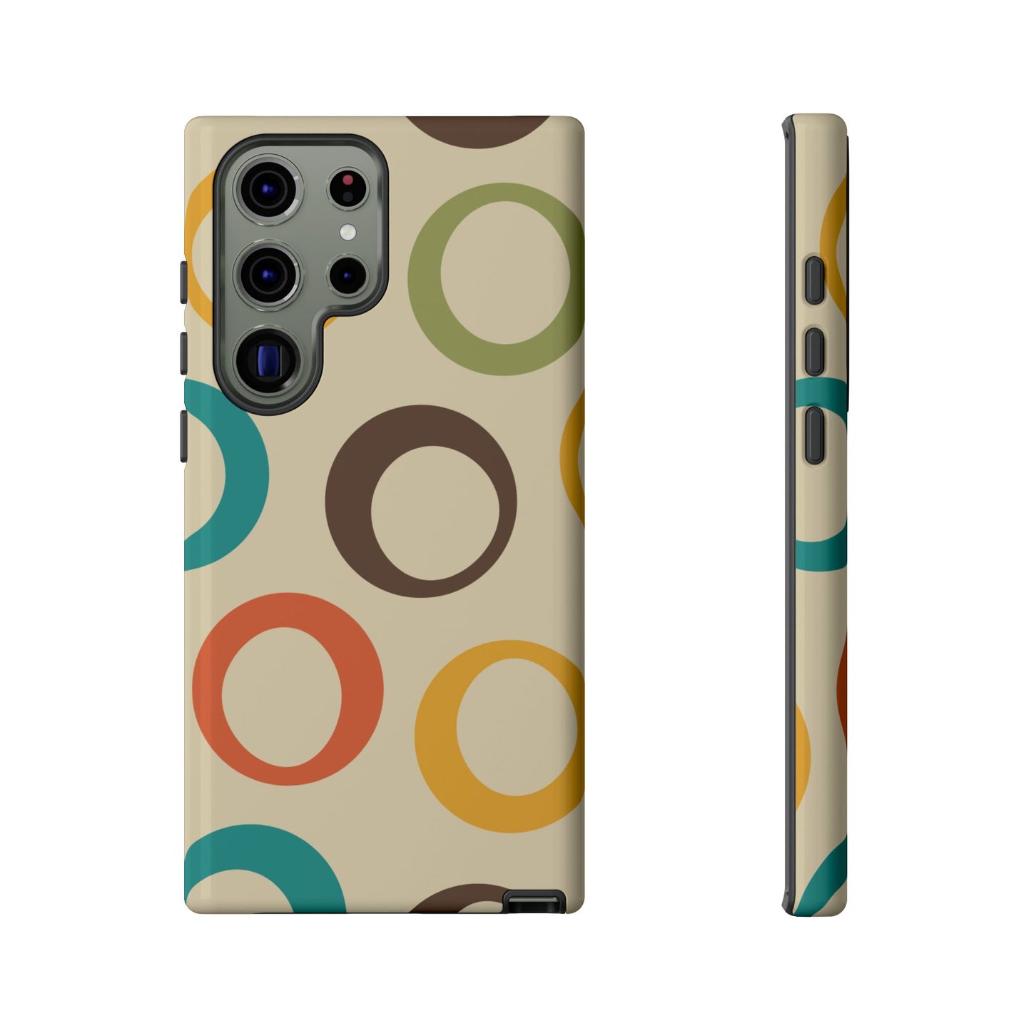 Retro Colorful Rings Samsung Galaxy Case – Shockproof, Matte Finish, Dual-Layer Protection