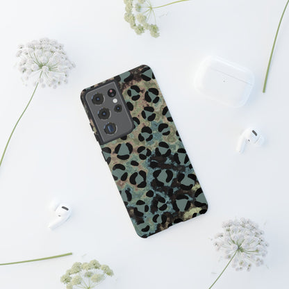 Moody Watercolor Leopard Print Tough Samsung Galaxy Case – Earthy Abstract Pattern with Dual-Layer Protection