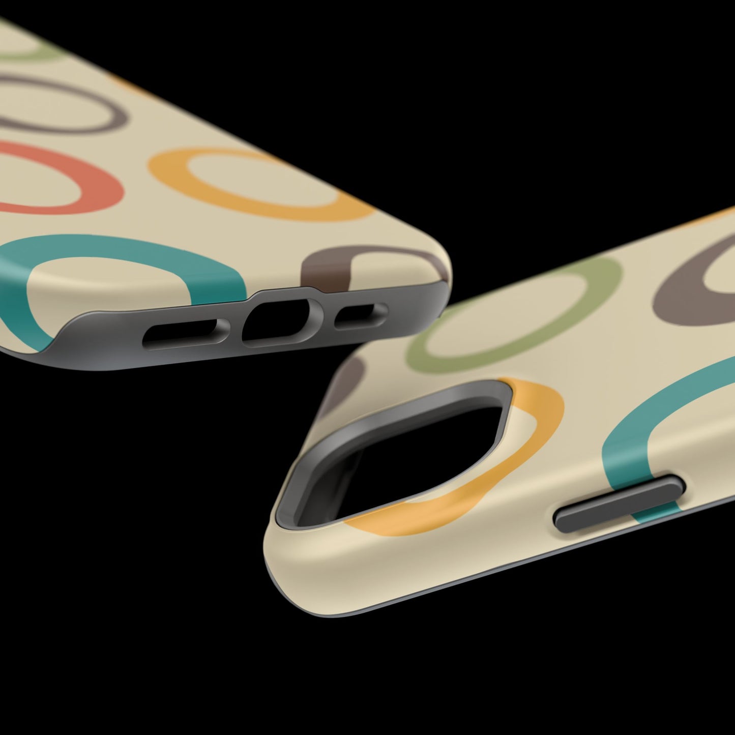 Retro Colorful Rings MagSafe iPhone Case – Shockproof, Matte Finish, Dual-Layer Protection