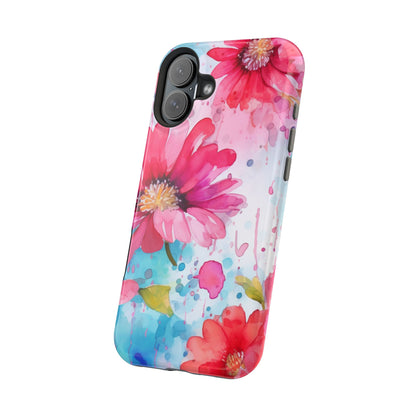 Vibrant Watercolor Red & Pink Floral - MagSafe iPhone Case