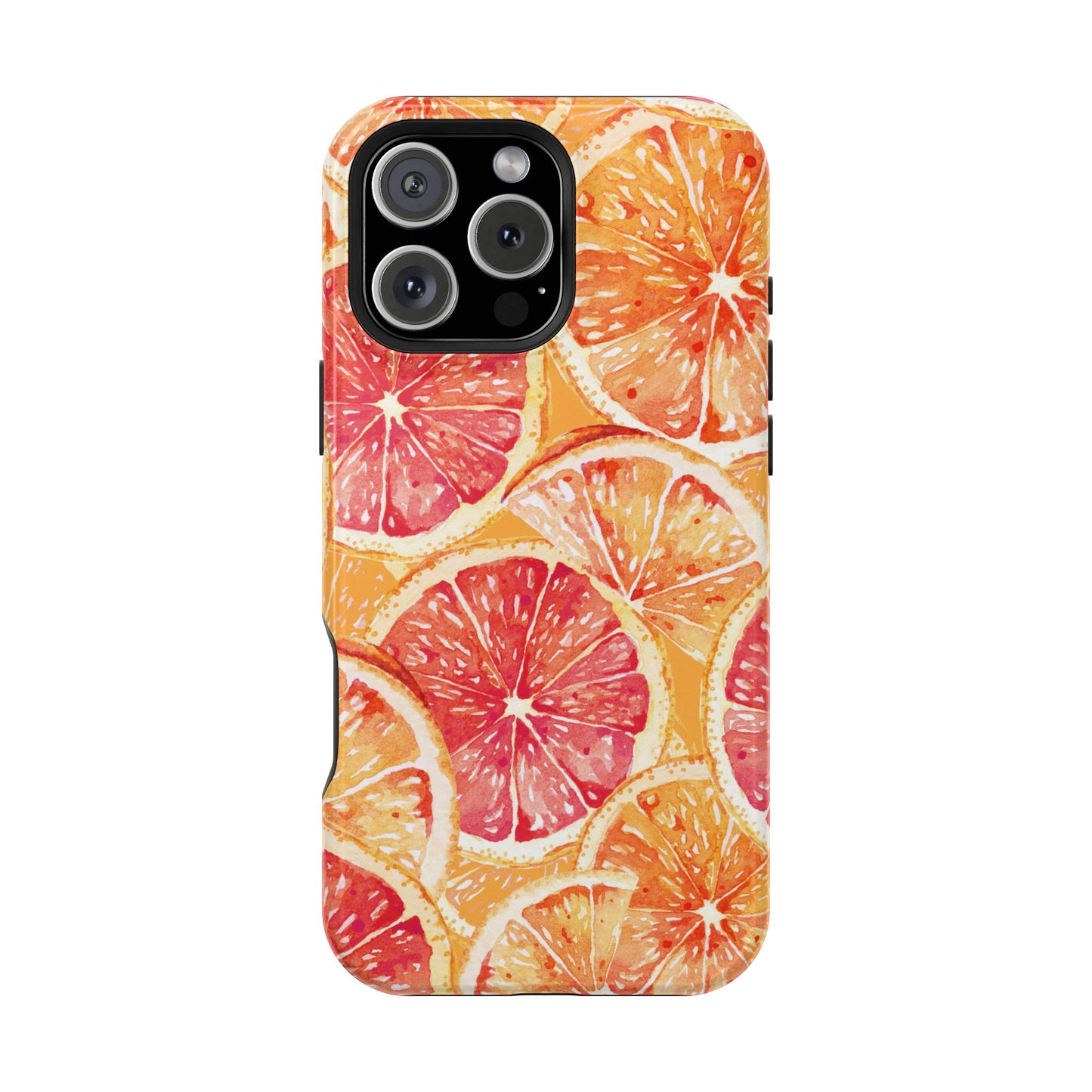 Watercolor Citrus Splash Tough MagSafe iPhone Case – Vibrant Fruit Print, Shock-Resistant Design