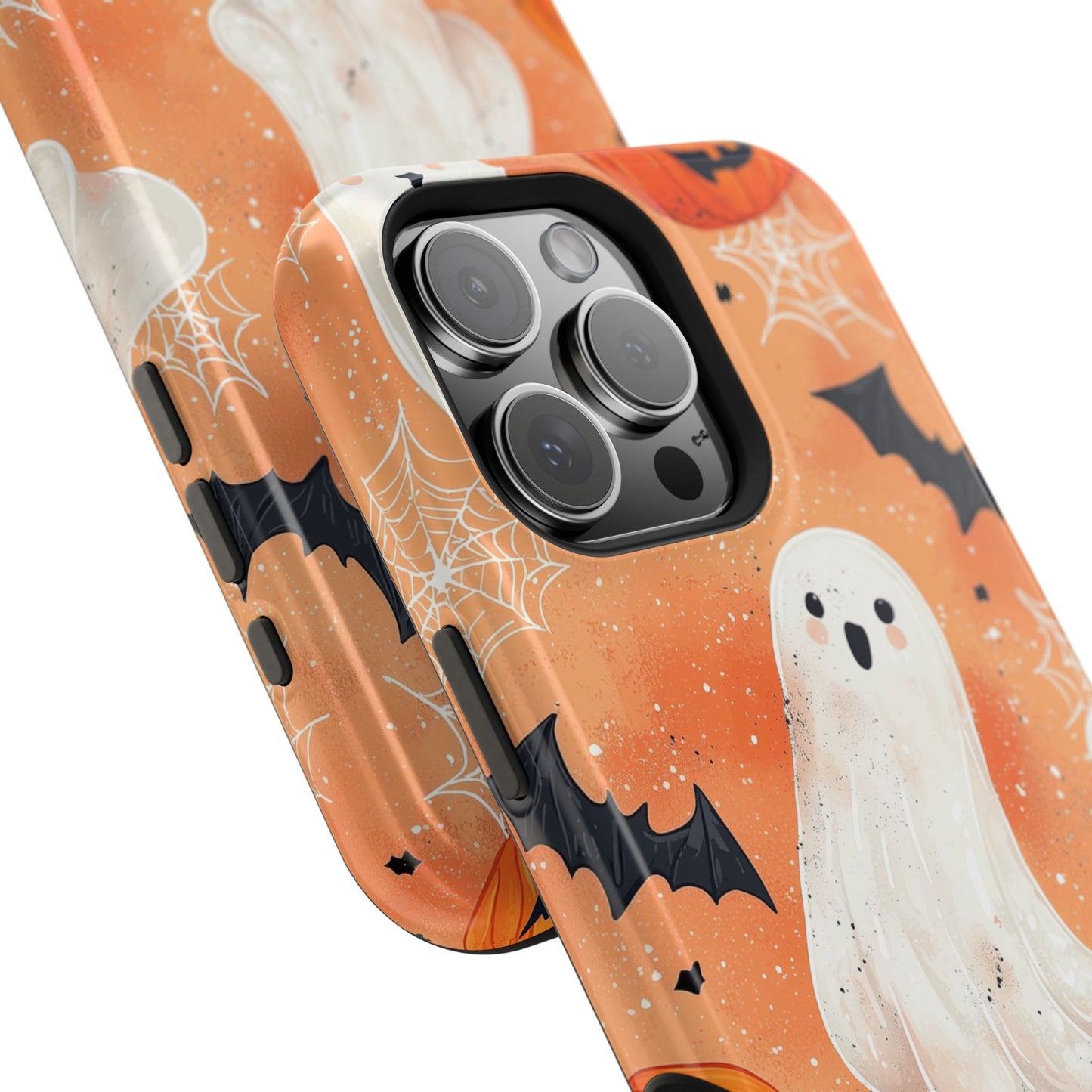 Spooky Cute Ghost MagSafe iPhone Case – Halloween Ghosts, Pumpkins, Bats & Cobwebs Design