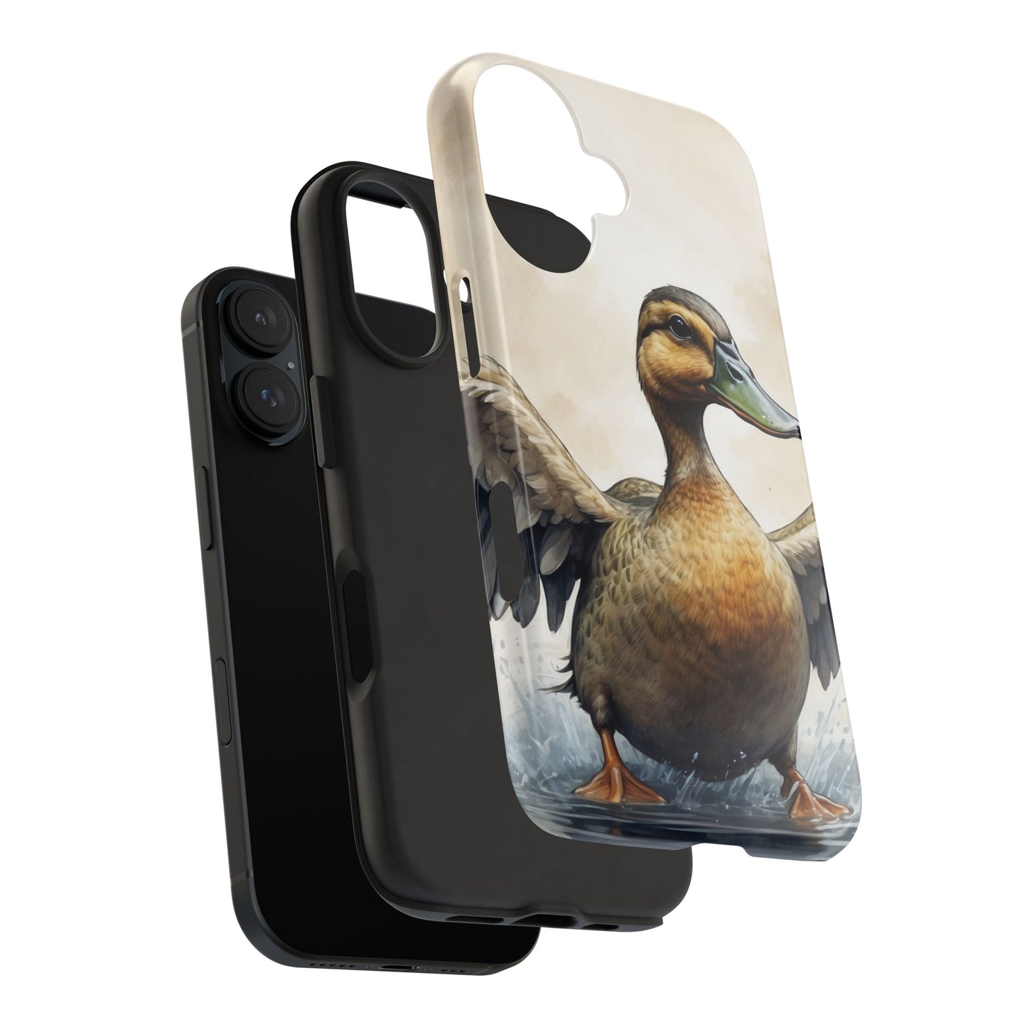 Graceful Duck in Watercolor Scene - iPhone Case